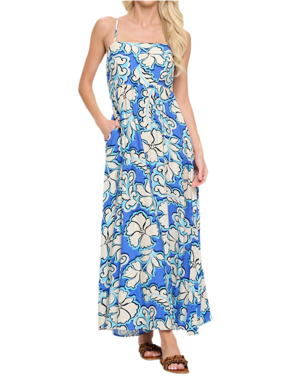 Azure Bloom Maxi Dress
