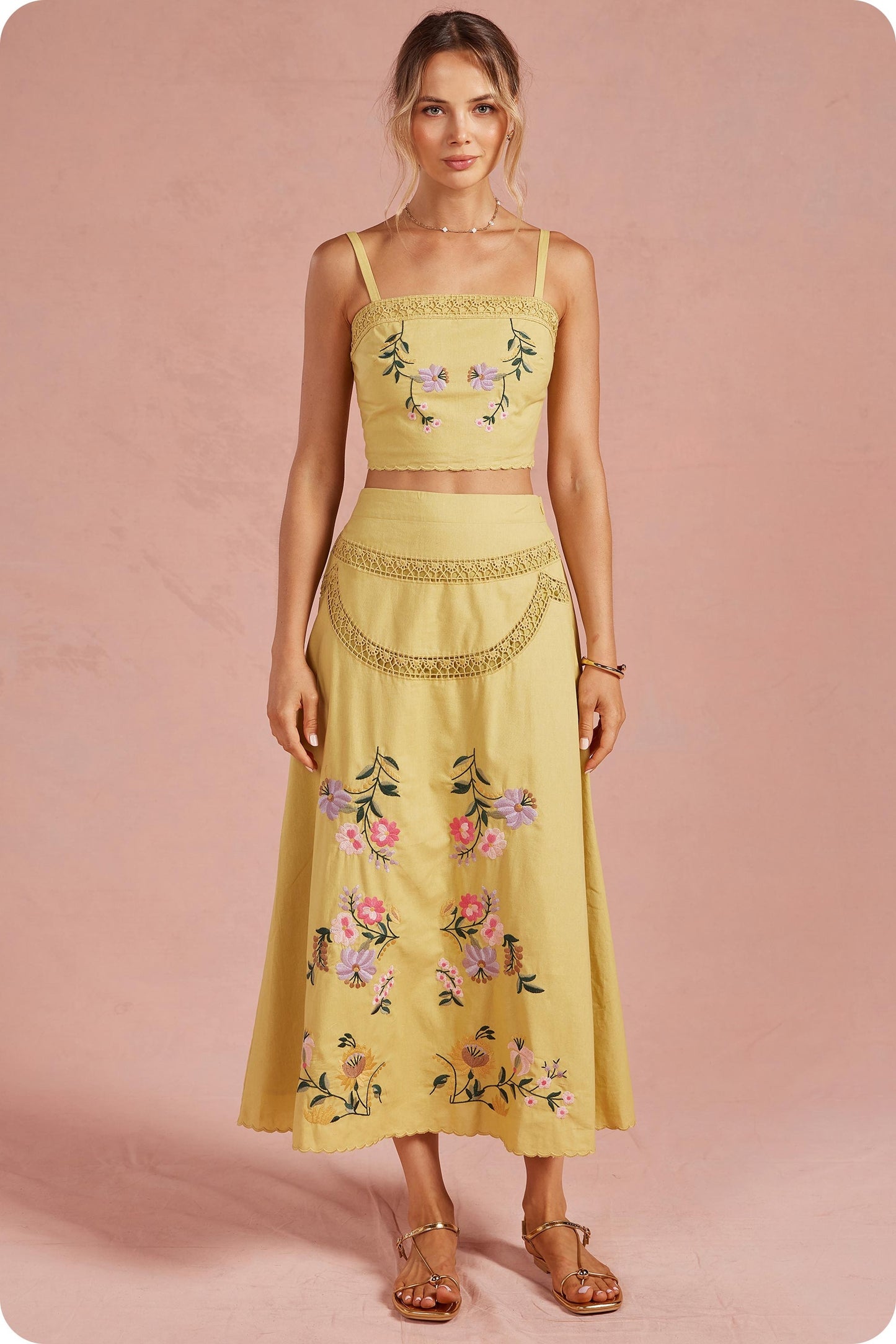 Iris Embroidered Floral Lace Detail Top