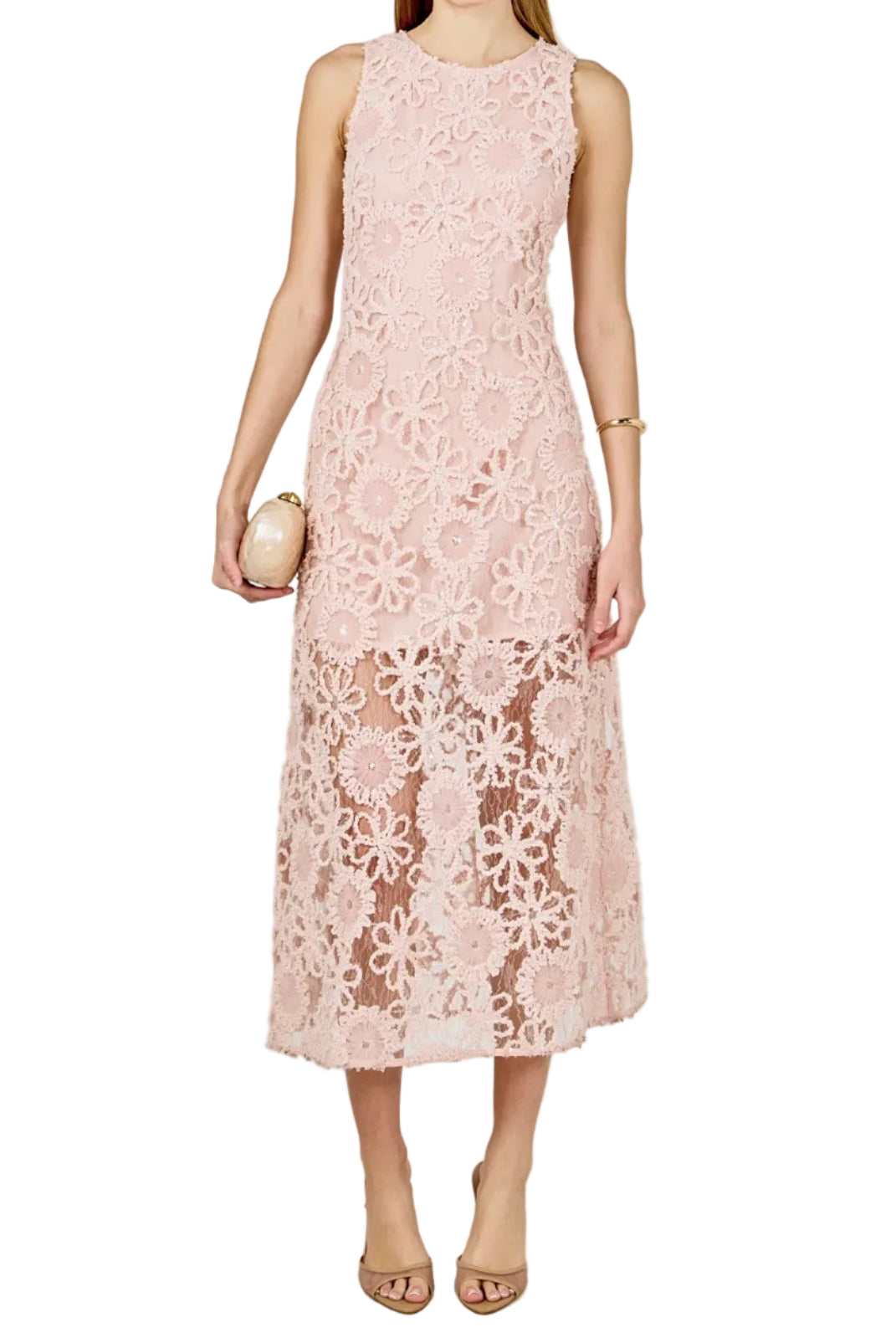 Endless Rose Women's Lace Cami Maxi Dress - Pink