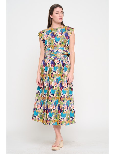 SEASIDE HARVEST MIDI SKIRT