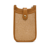 LEATHER AND STRAW CROSSBODY BAG