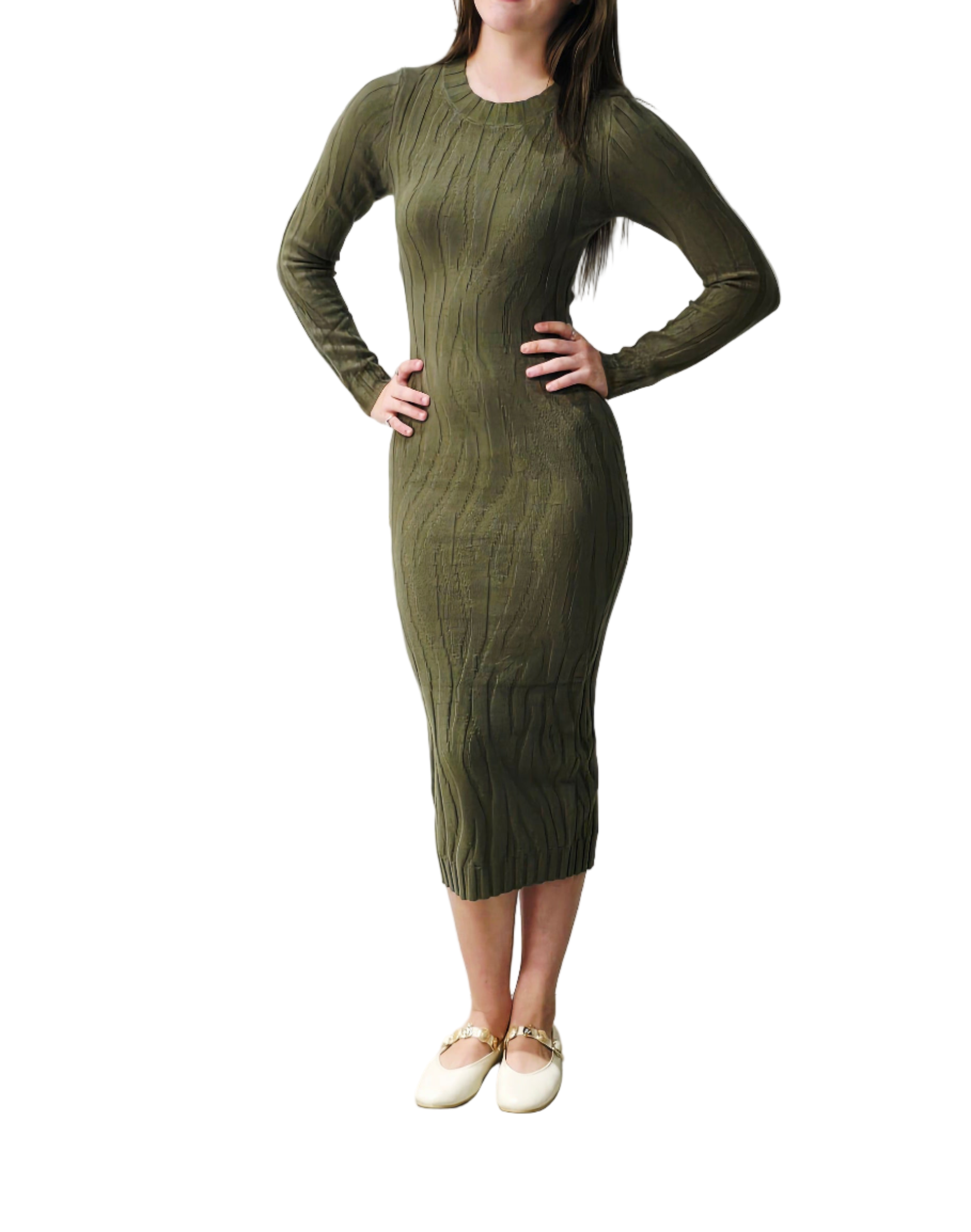Elara Jacquard Knit Midi L / Khaki