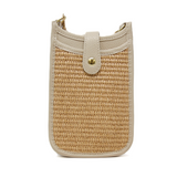 LEATHER AND STRAW CROSSBODY BAG