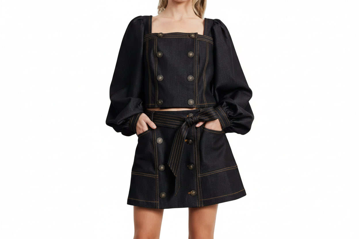 Myers Denim Button Down Crop Top