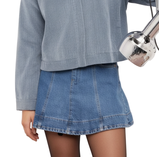 SANA DENIM PANELLED MINI SKIRT