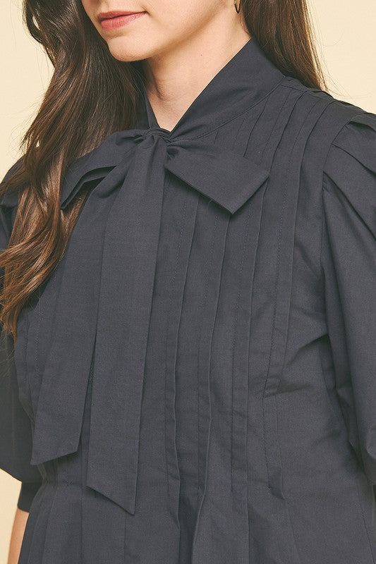 Clara Tuck Detailed Blouse Top With Tie Detail
