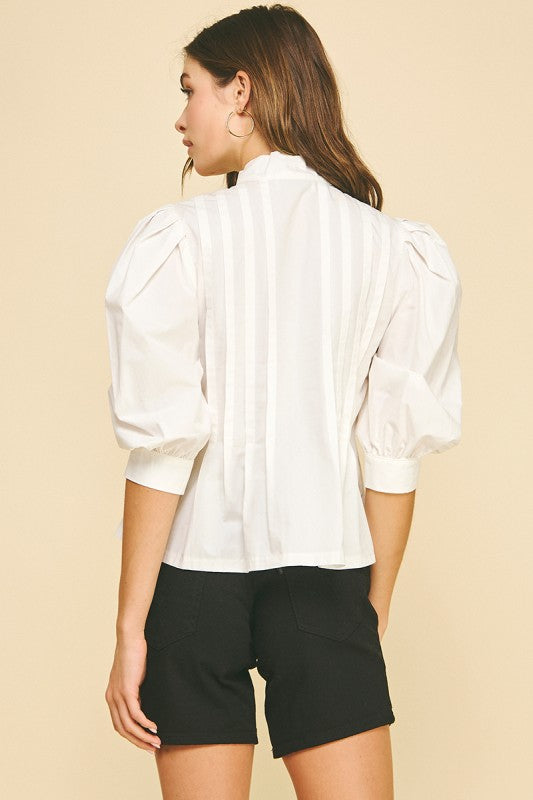 Clara Tuck Detailed Blouse Top With Tie Detail