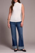 TEXTURED SLEEVELESS MOCK NECK TOP