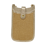 LEATHER AND STRAW CROSSBODY BAG