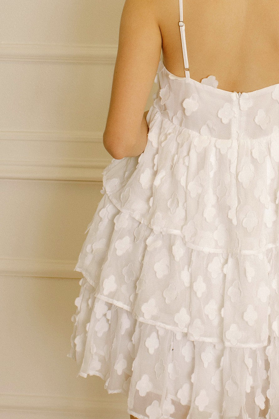 Clover Applique Ruffled Layers Mini Dress