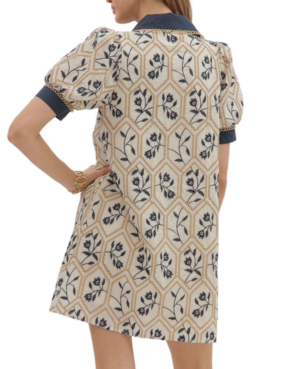 FRANCIS Floral embroidered short sleeve mini dress