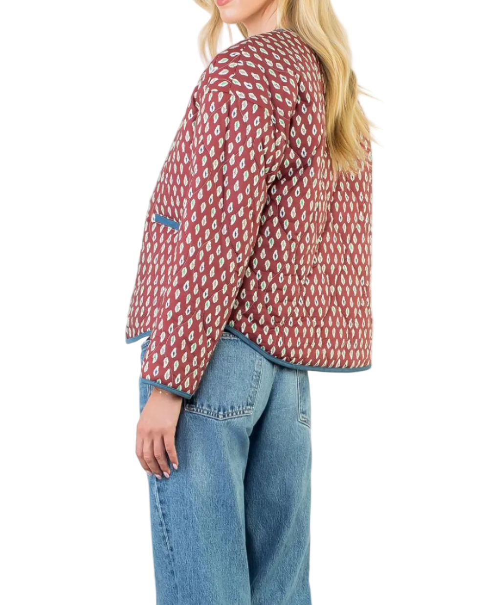LEANNA PRINT DETAIL QUITTED JACKET