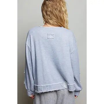 Crochet Patch Cross Wrap Cropped Terry Top