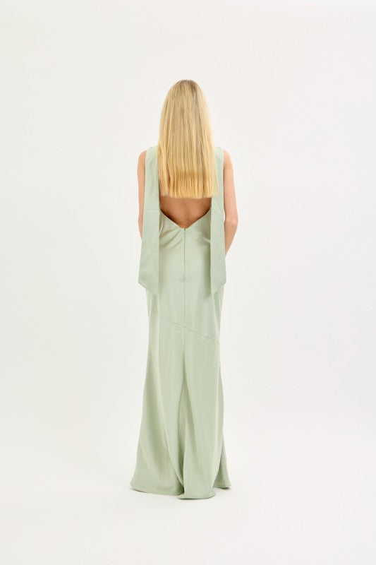 Valerie Cowl Neck And Backless Detail Satin Maxi Dress