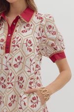 FRANCIS Floral embroidered short sleeve mini dress