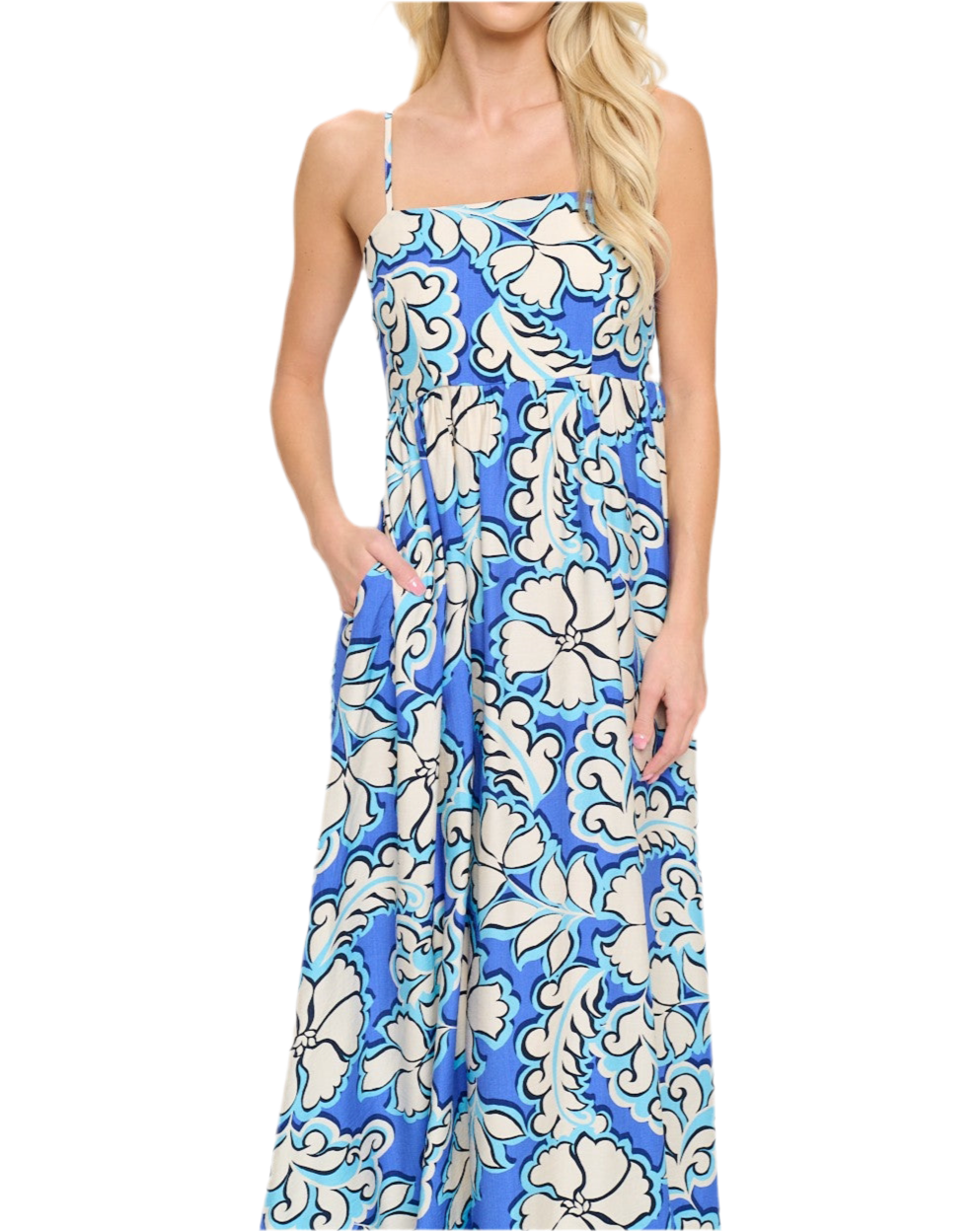 Azure Bloom Maxi Dress