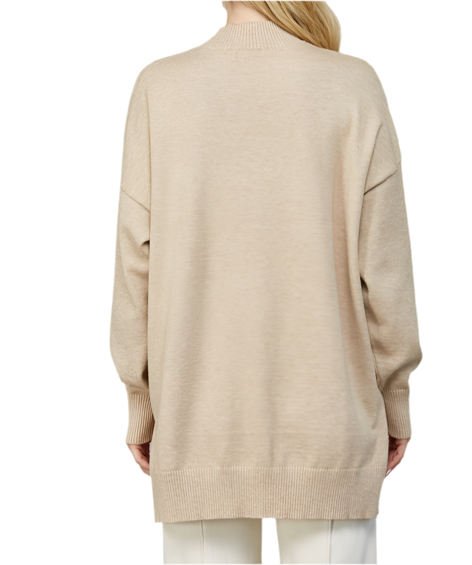 Drop Shoulder Mock Neck Sweater