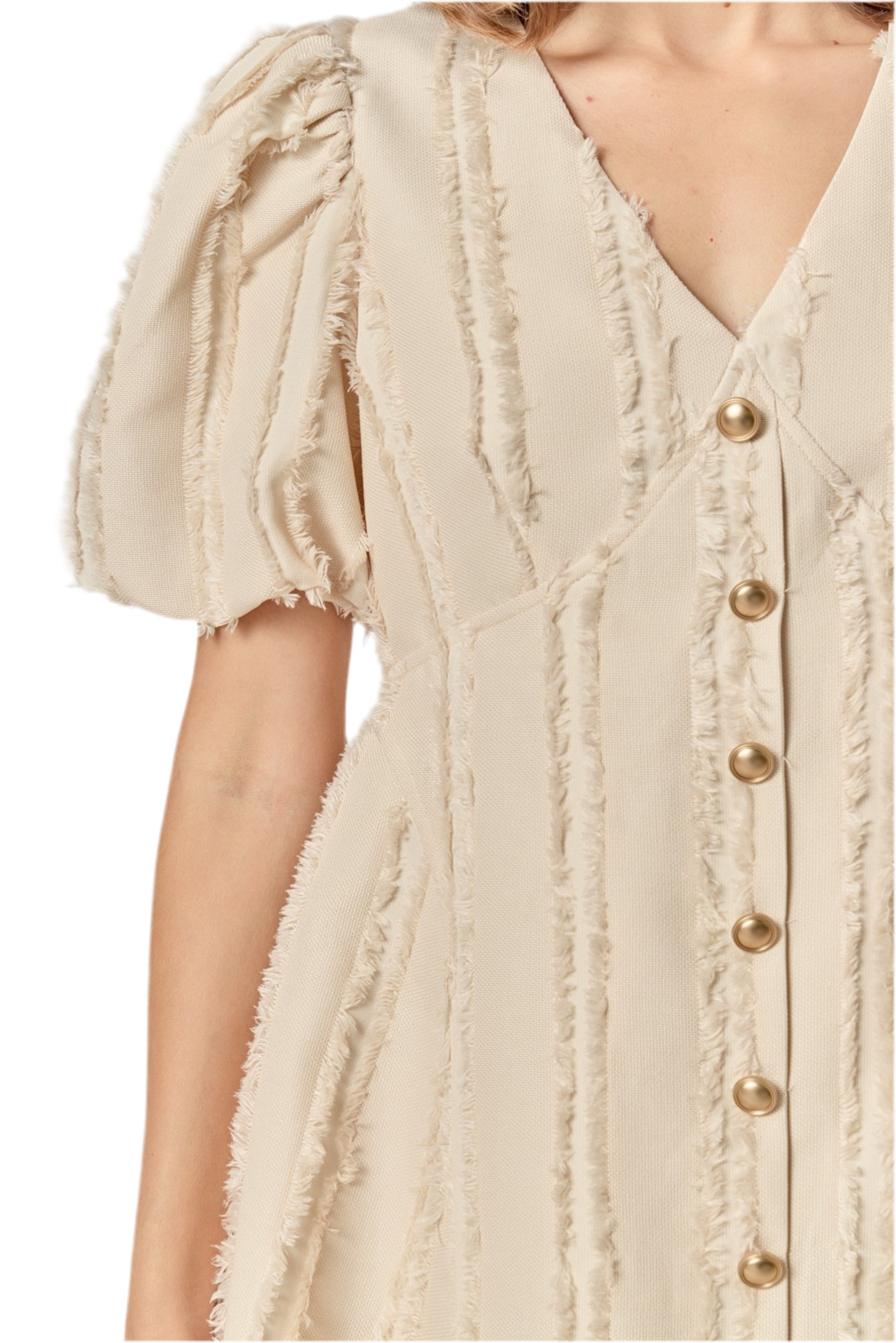Johnnie Textured Buttoned Mini Dress