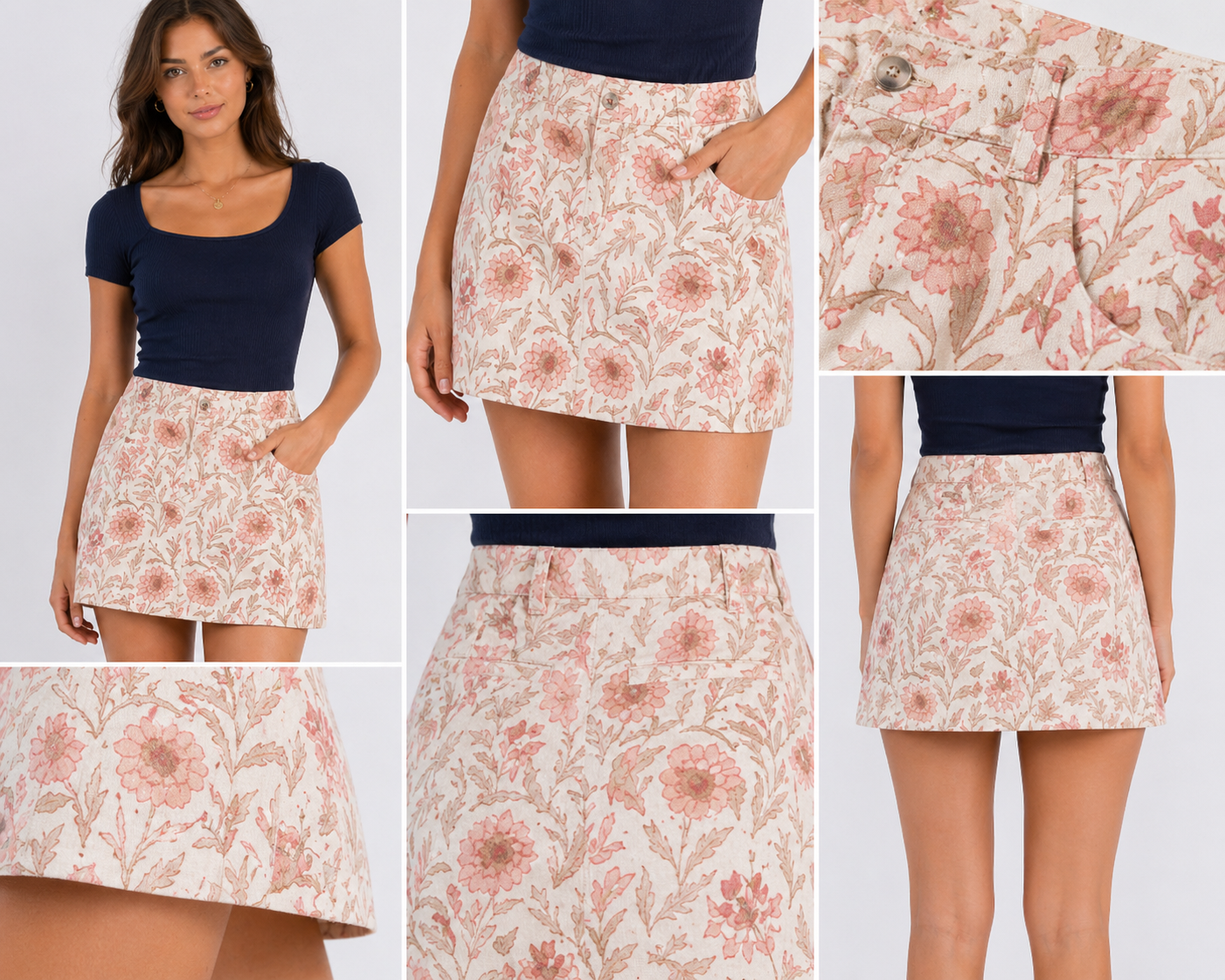 FLOWERS IN BLOOM MID RISE SKIRT