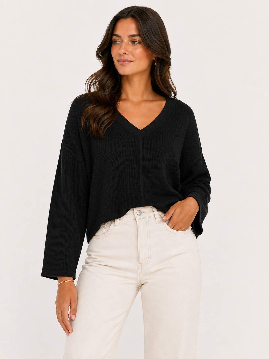 L/S DOLMAN V-NECK