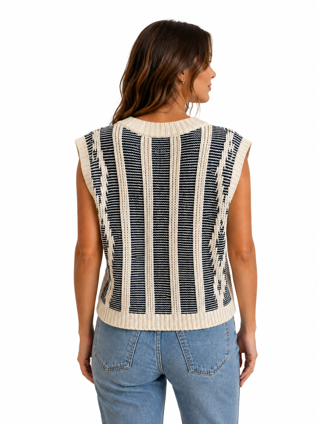 Macy Two Tone Cable Knit Sweater Vest