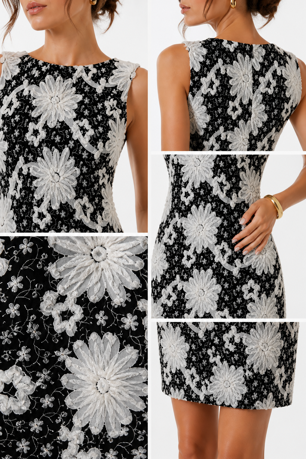 ANNABELLE EMBROIDERED TWILL MINI DRESS