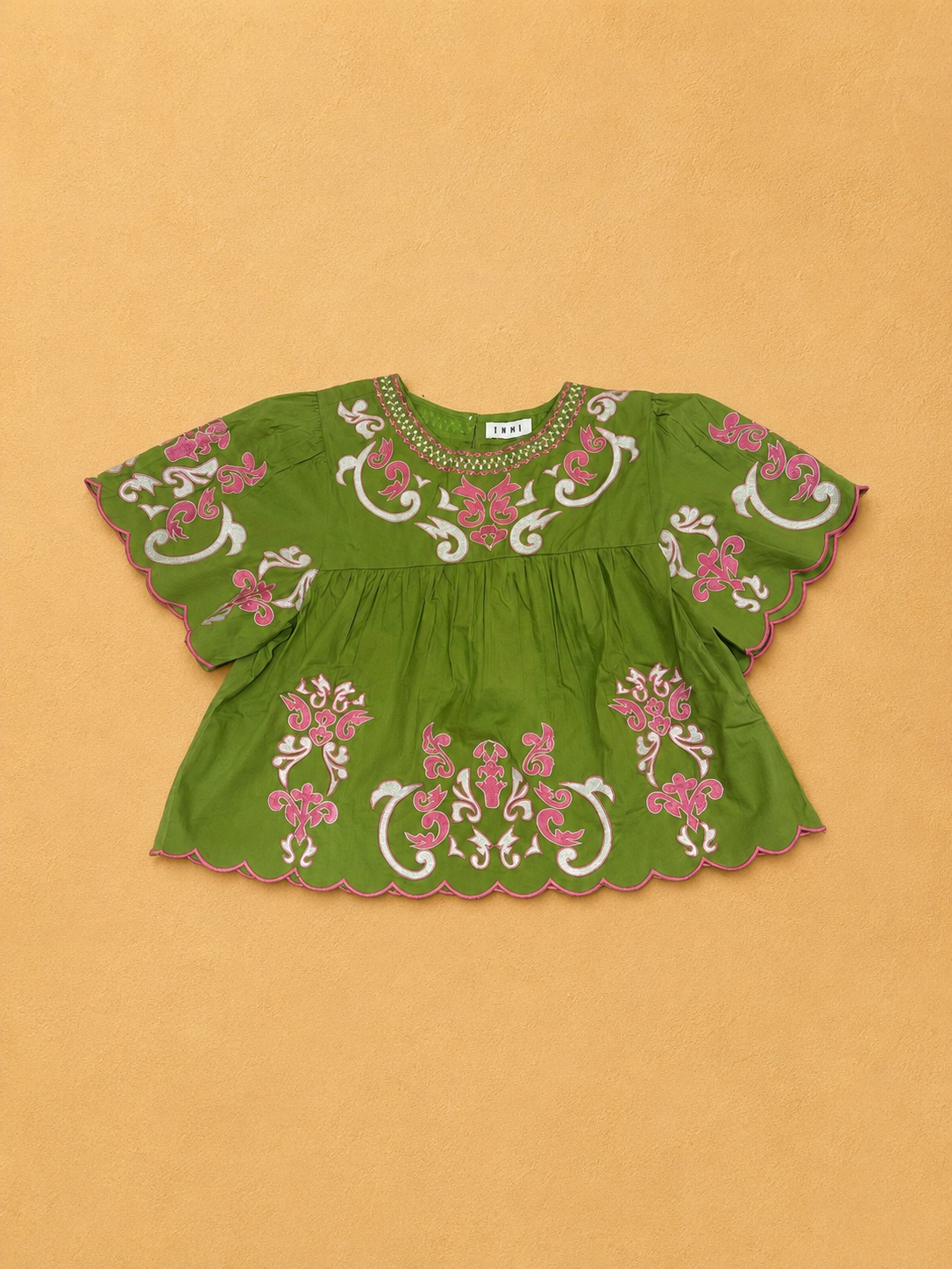 BRIDGETT Short Sleeve Embroidery Top