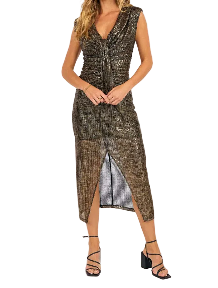 DAZZLING FOIL PRINTED MIDI