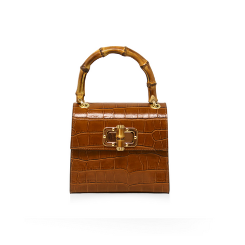 GENUINE ITALIAN LEATHER BAMBOO HANDLE BAG