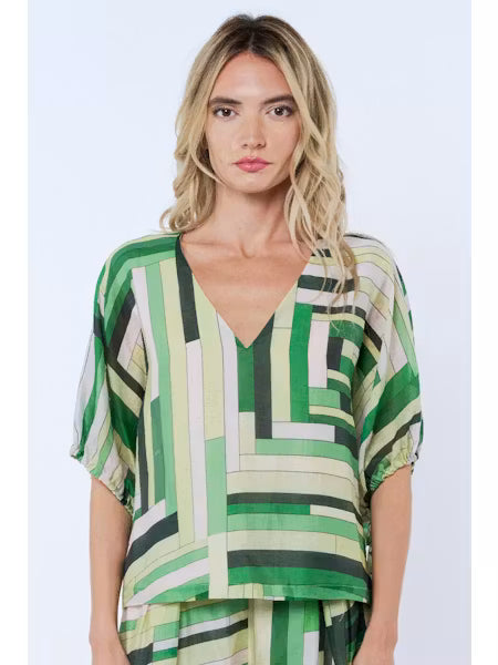 Thea Printed Puff Sleeves Blouse