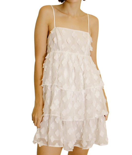 Clover Applique Ruffled Layers Mini Dress