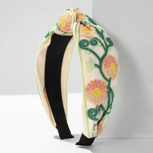 FLORAL EMBROIDERED HEADBAND