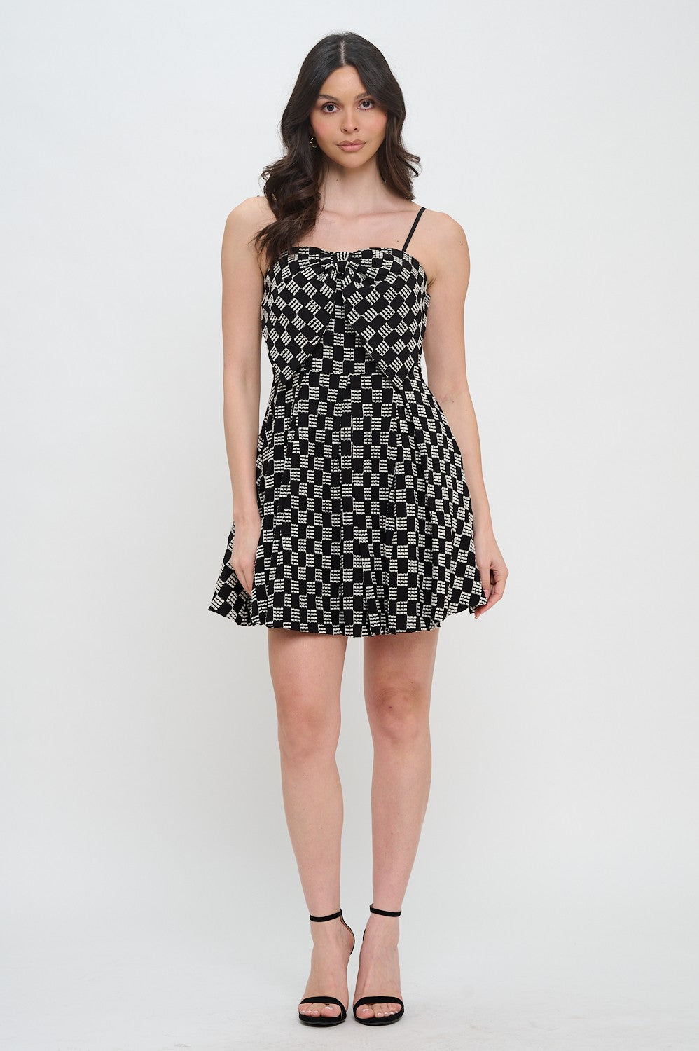 Midnight Weave Bow Mini Dress