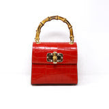 GENUINE ITALIAN LEATHER BAMBOO HANDLE BAG