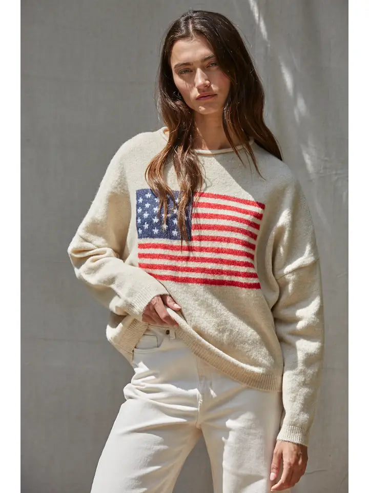 American Flag L/S Knit Sweater