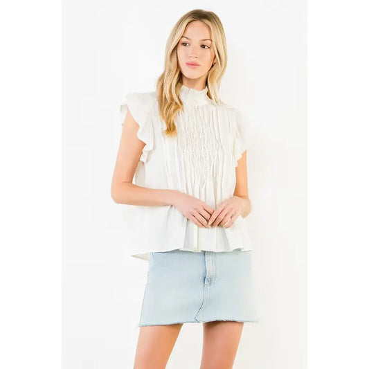 THML Ruffle Sleeve Detail Shirt — Cream