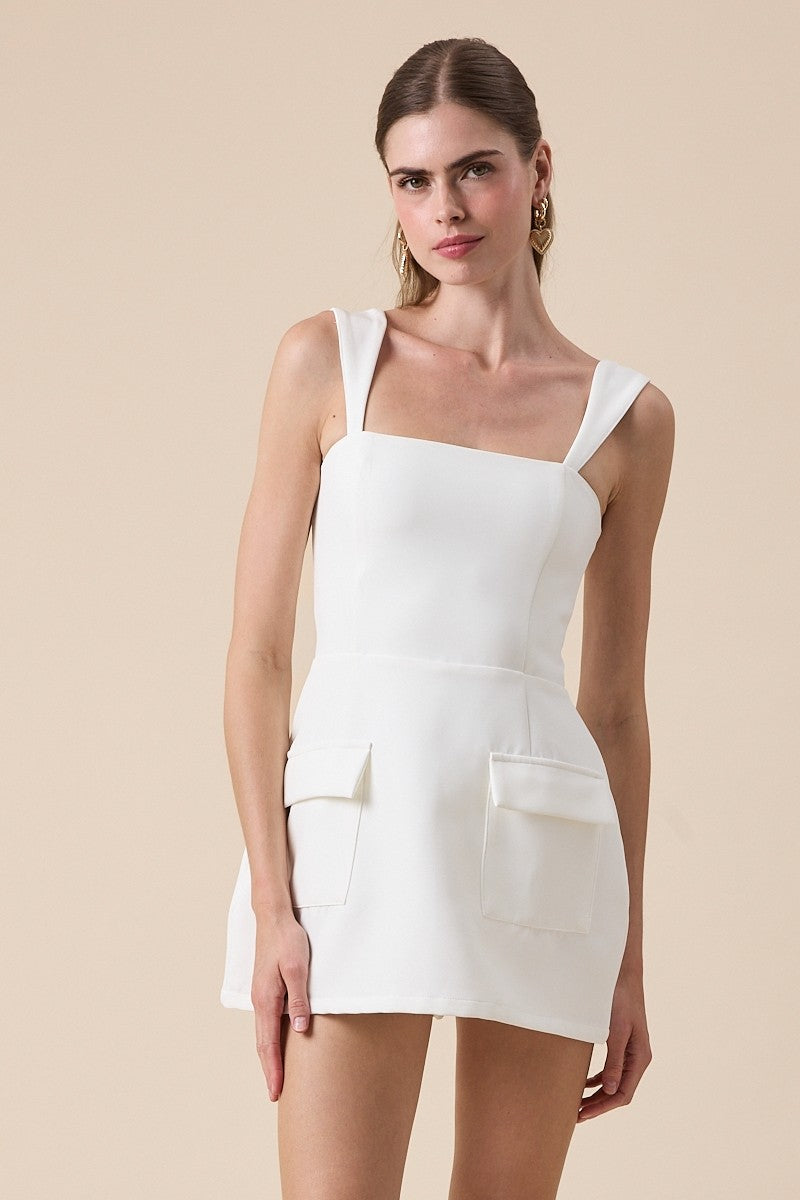 BOBBY Square Neck Plain Mini Dress