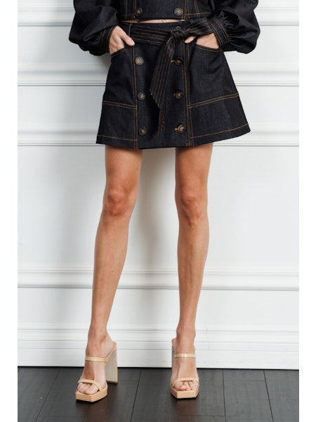 Elma Denim Button Down Mini Skirt