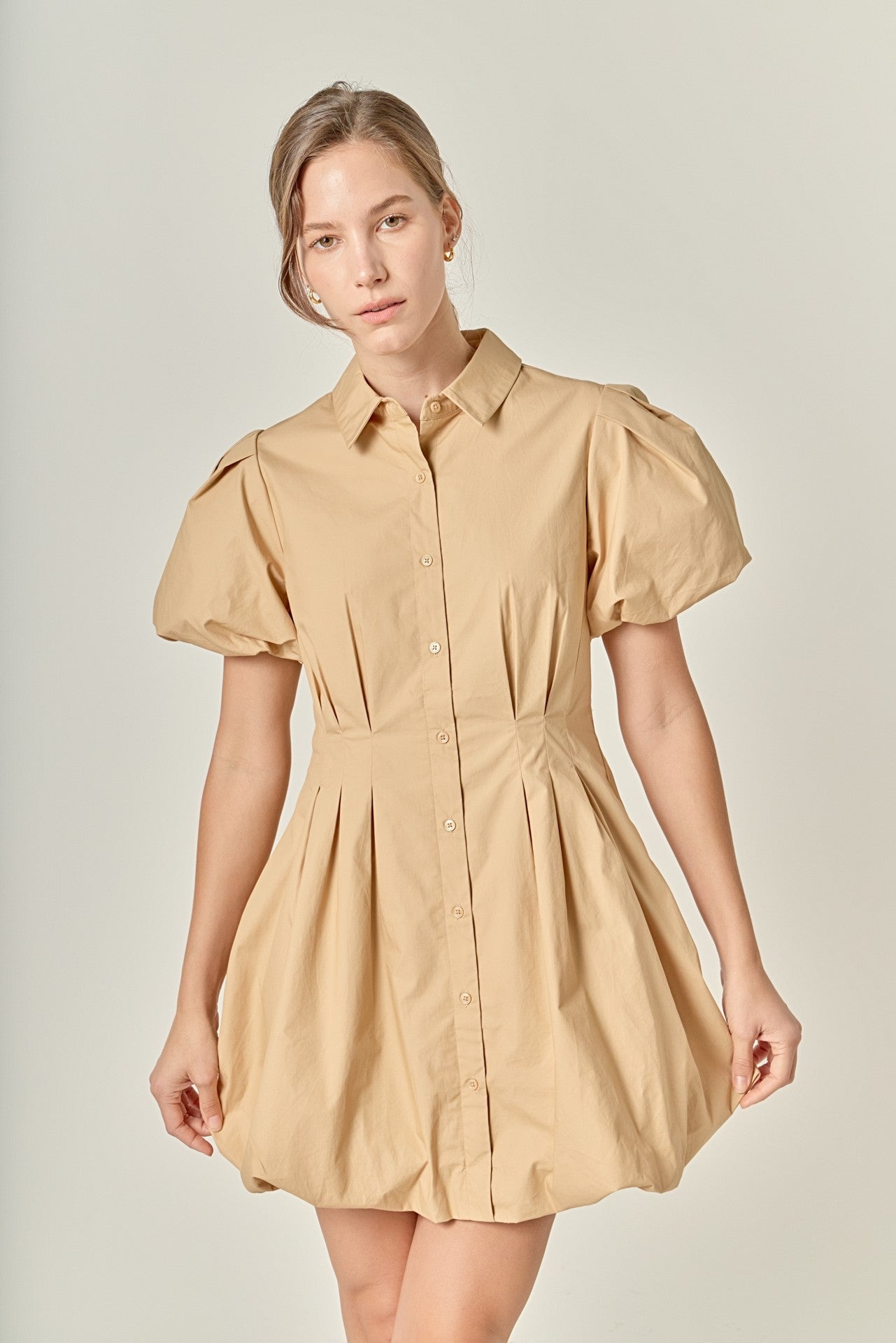 Preppy Button Down Bubble Mini Skirt