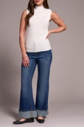 TEXTURED SLEEVELESS MOCK NECK TOP