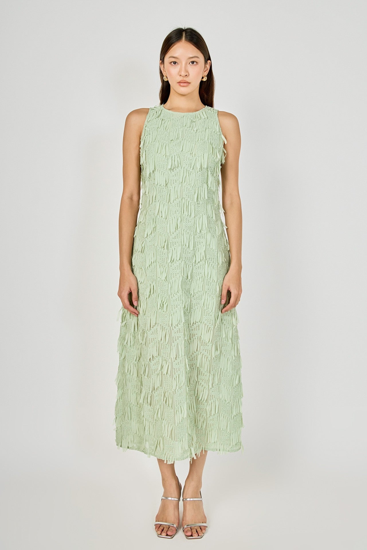 Fun With  Ribbon Fringe Sleeveless Dress