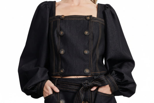 Myers Denim Button Down Crop Top