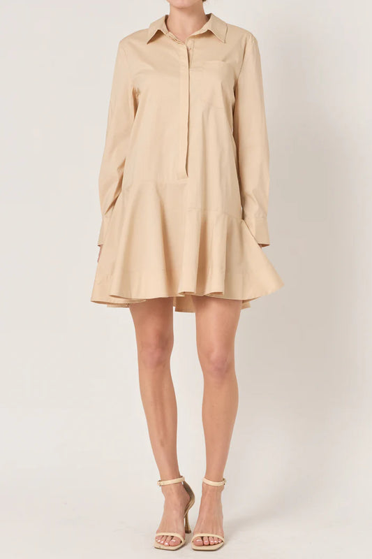Collar Flare Skirt Dress