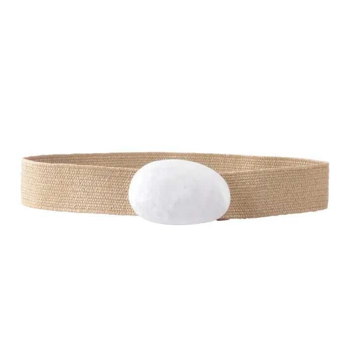 Raffia Stretch Belt with Crackle Quartz Buckle
