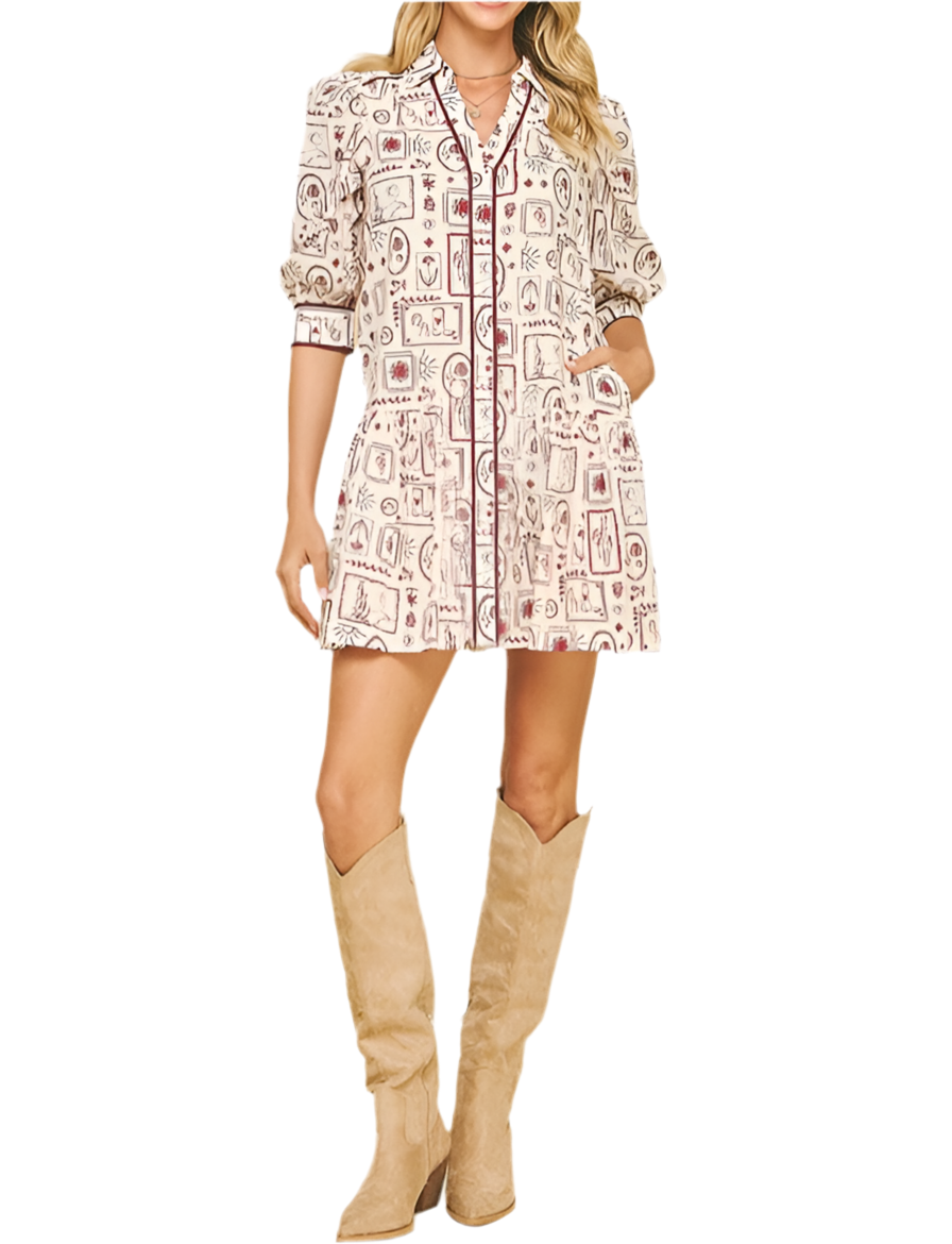 Sassy Print Tiered Mini Dress