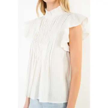 THML Ruffle Sleeve Detail Shirt — Cream