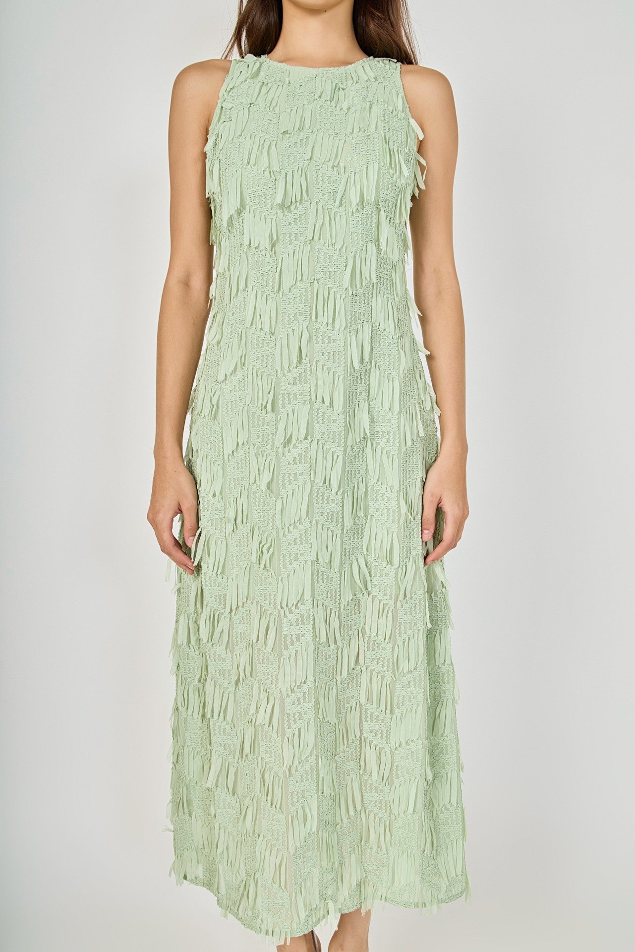 Fun With  Ribbon Fringe Sleeveless Dress