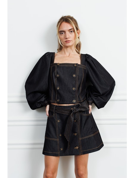 Elma Denim Button Down Mini Skirt