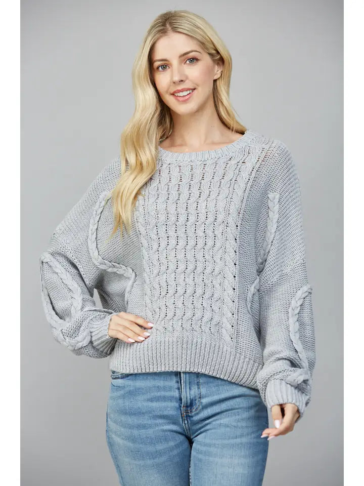 EASY GOING BRAID CABLE SWEATER