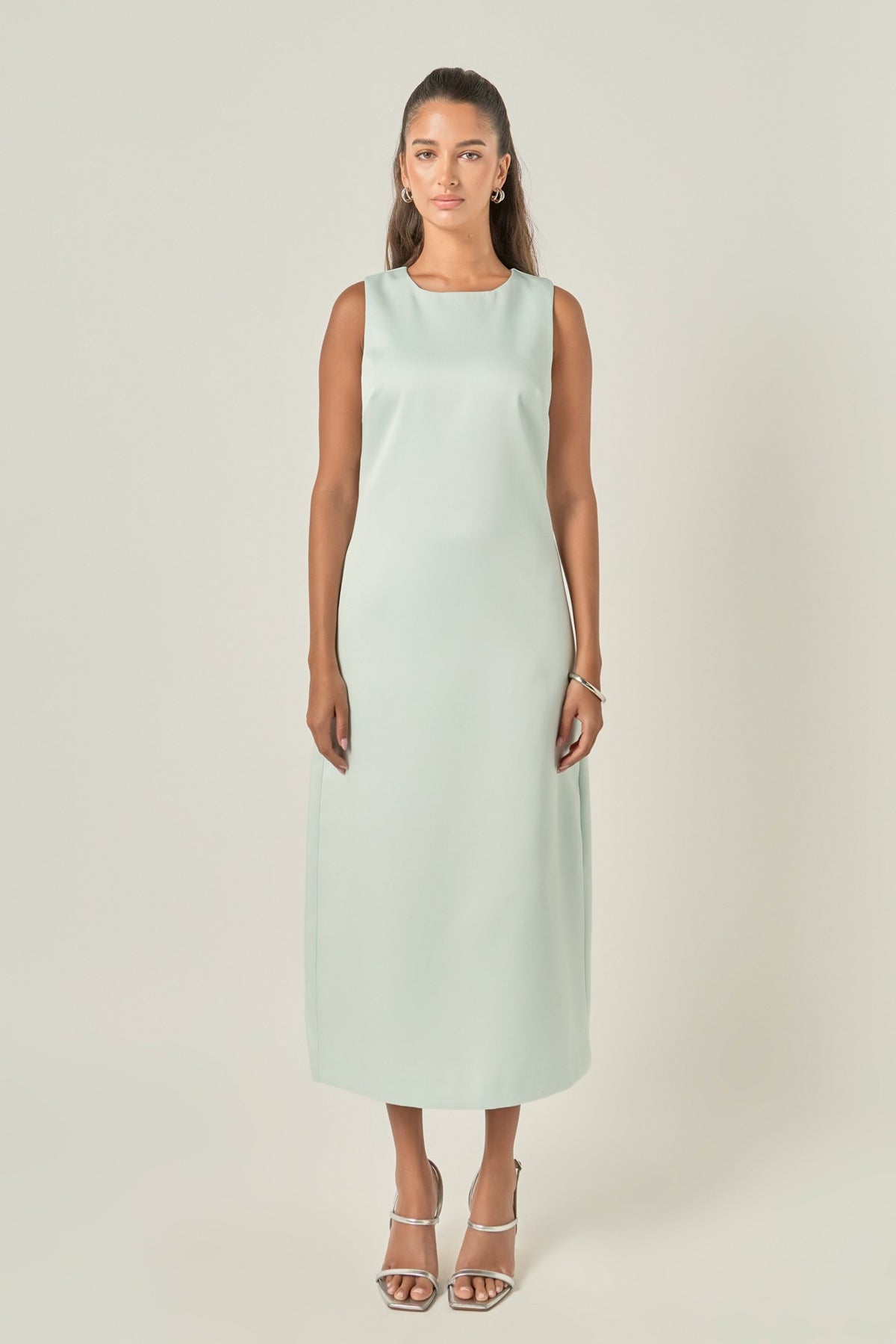 Jennifer Satin Sleeveless Midi Dress